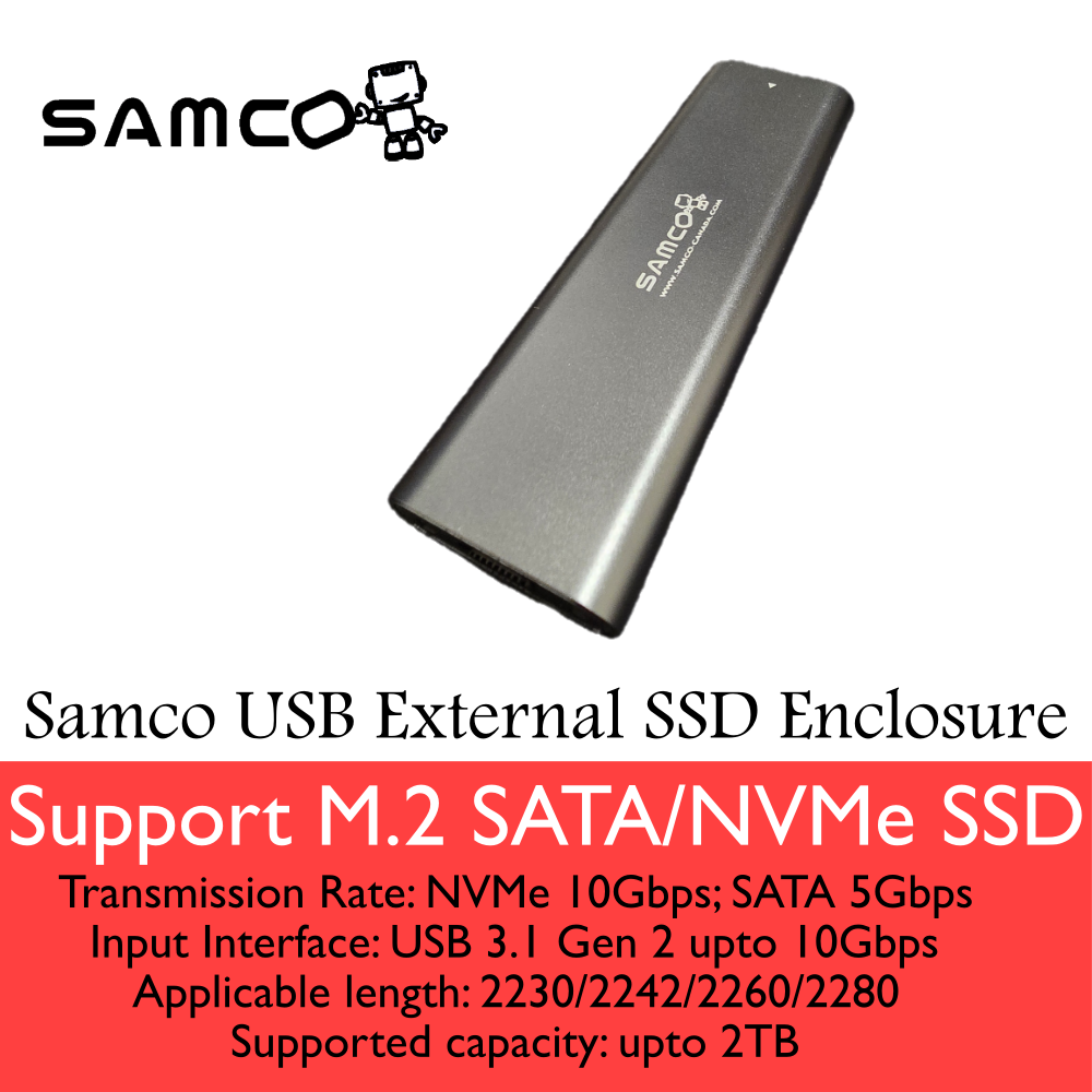 Samco M.2 Sata/Nvme USB 3.2 10Gbps External SSD Enclosure