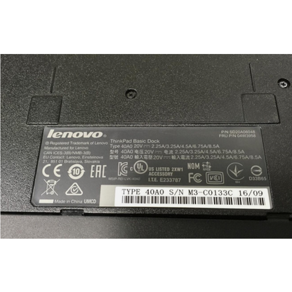 Lenovo ThinkPad Basic Dock 40A0 for Lenovo ThinkPad T440 T450 T460 T470 T570 Series Refurbished