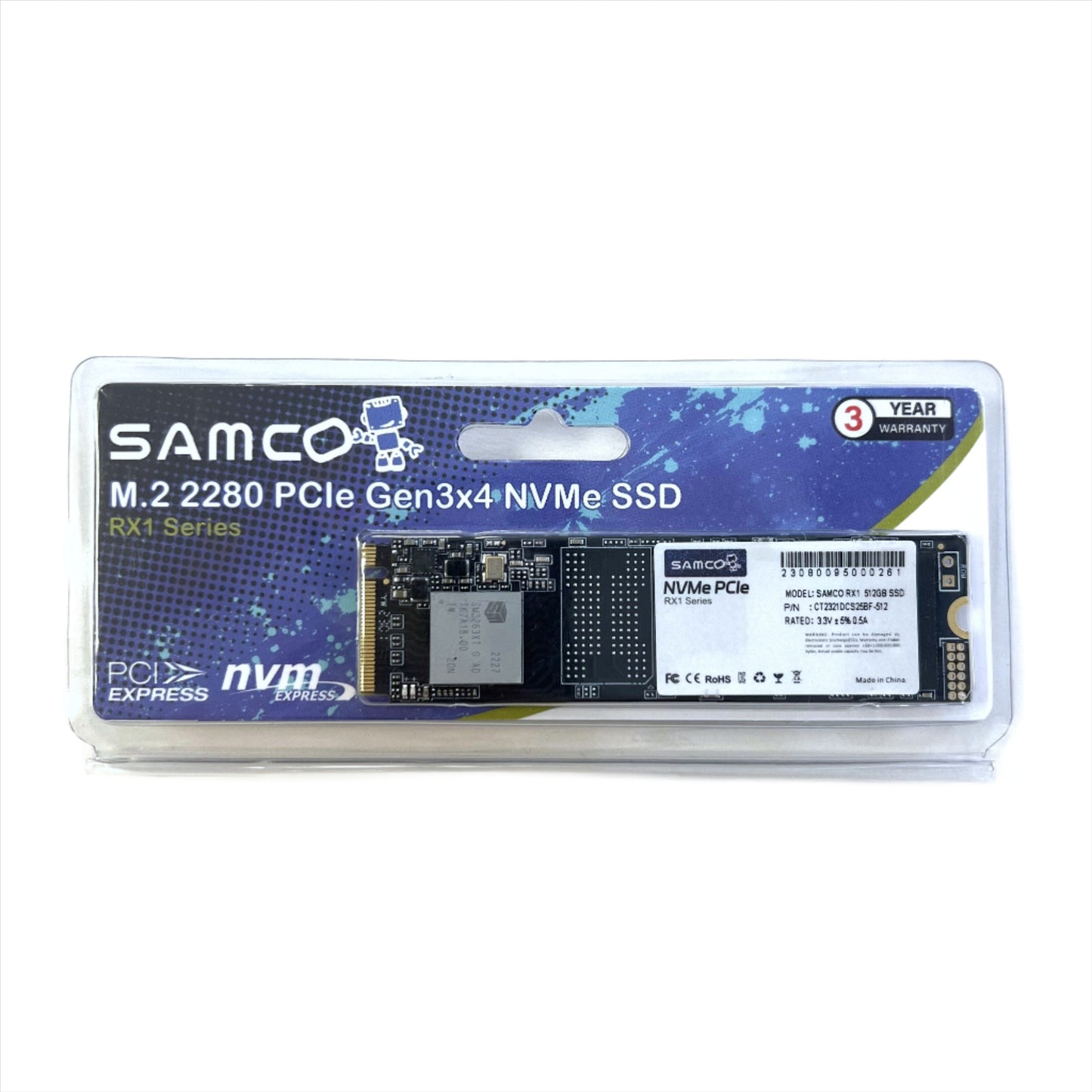 Samco 512GB RX1 M.2 NVMe PCIe 3 SSD (R:3200MB/s; W:2500MB/s)