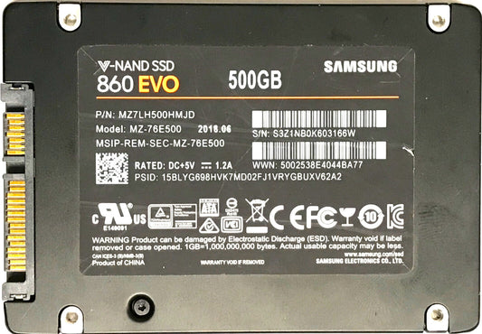 Samsung 860 EVO 500GB 2.5in SATA SSD Pulls